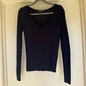 Brandy Melville Ribbed V-Neck Top